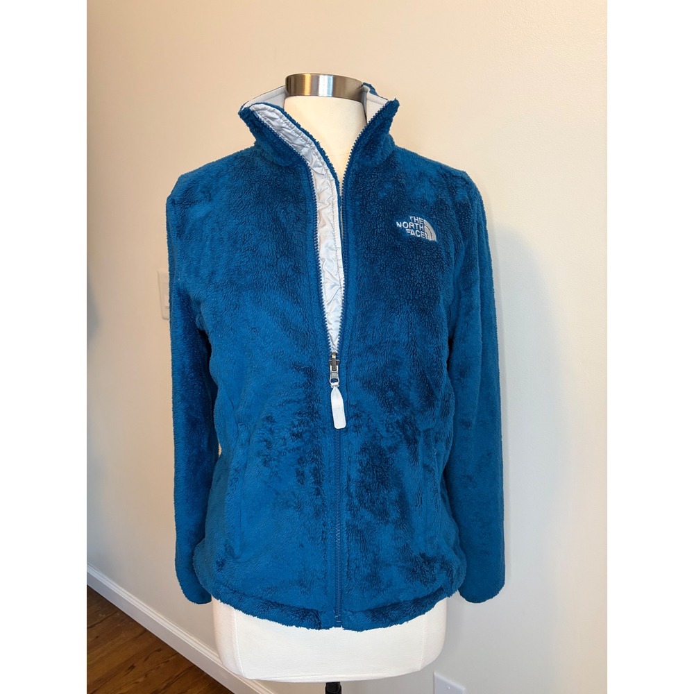 The North Face Osito Fleece Jacket Womens M Teal Blue Full Zip Mock Neck Outdoor